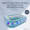Prelit LED Inflatable Rectangular Swimming Pool 79″ x 59″ x 20″ – Durable Nighttime Glow w/ 3 Light Modes, Quick Setup, Family Fun Ages 6+